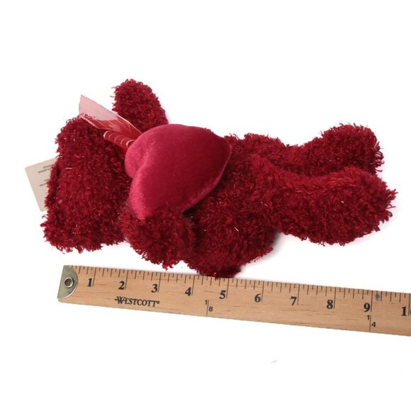 Valentines Heart Plush Bear Stuffed Animal Toy Metallic Silver Red Soft Teddy - Picture 5 of 7